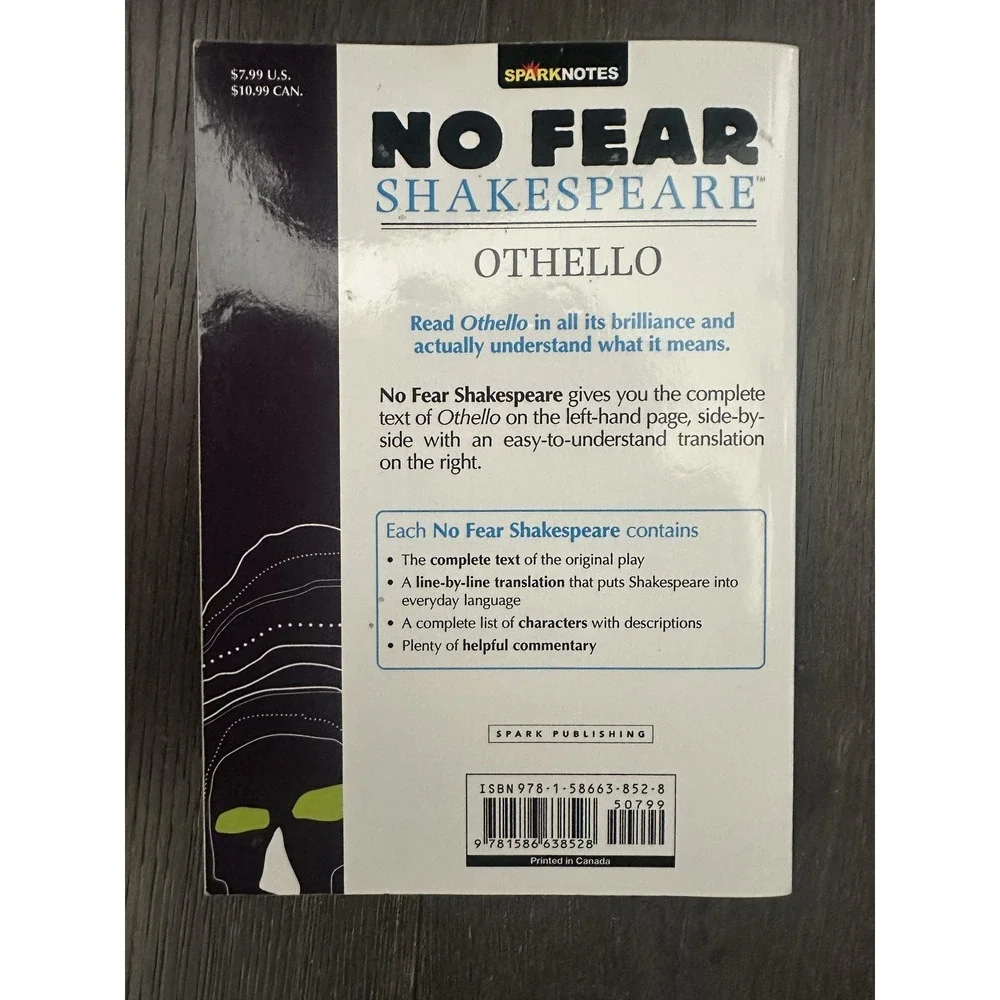 No Fear Shakespeare Othello William‎ Shakespeare SparkNotes Paperback Study Book